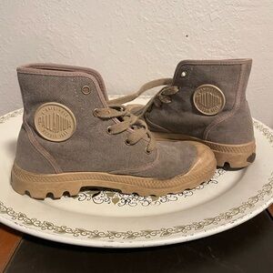 Palladium Brown High-Top Sneakers Durable Canvas